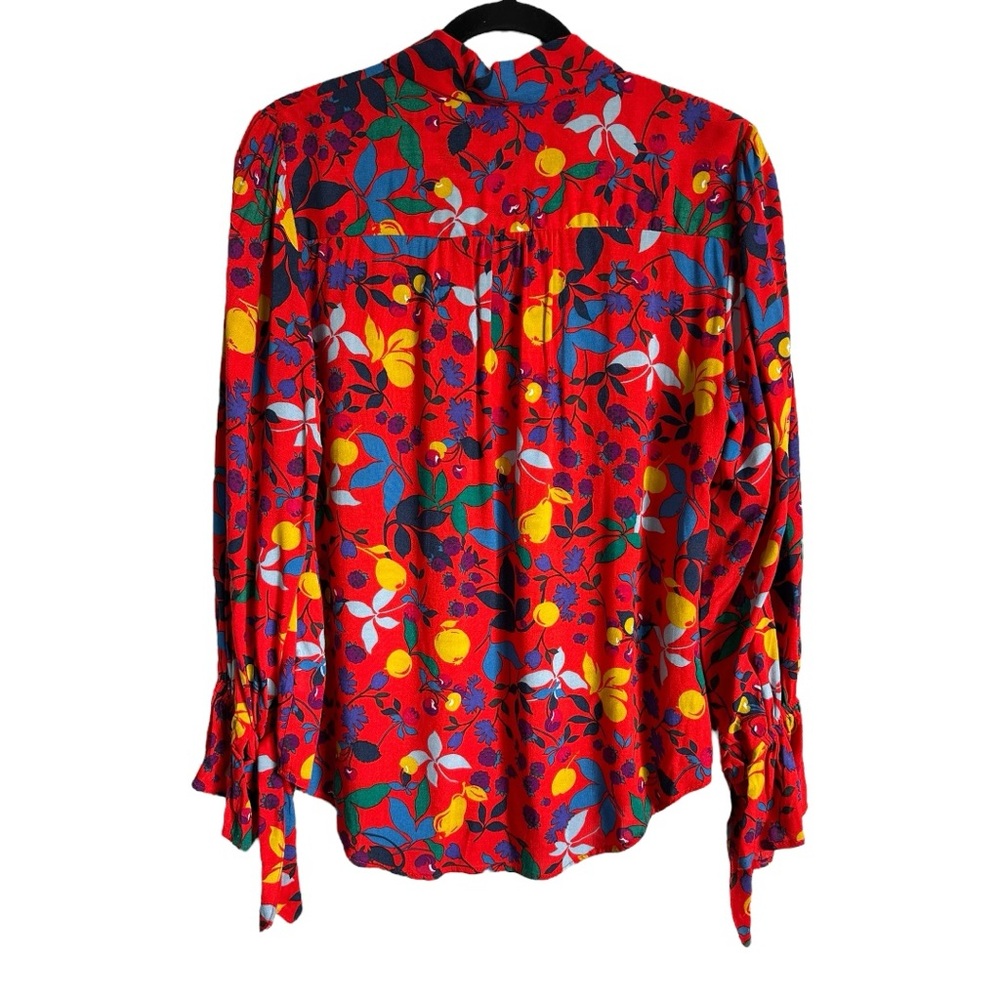 Maeve Anthropologie Red Floral and Fruit Button Down Top - Picture 3 of 5